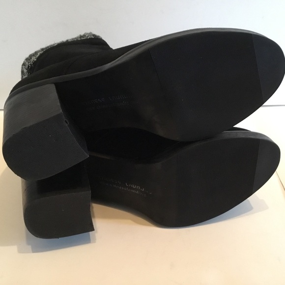 Chinese Laundry Black Suede Marvel Boot front zipper knit cuff - Picture 7 of 8